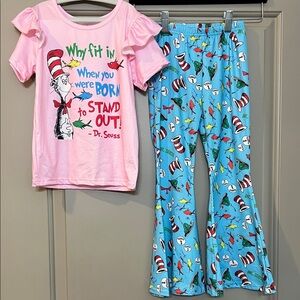 Dr. Seuss Pink and Blue Top and Pants Set